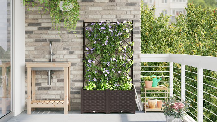 Fioriera da Giardino con Griglia 2 pz Marrone 80x40x143 cm
