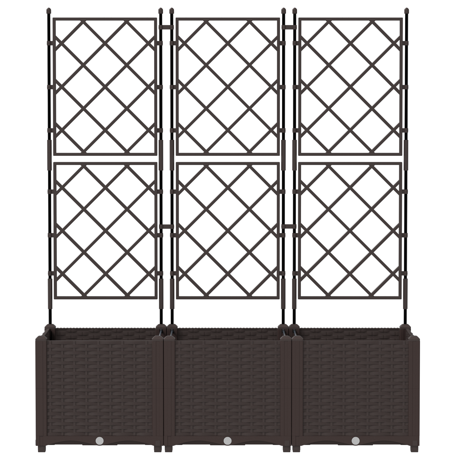Fioriera da Giardino con Grata 3 pz Marrone 120x40x143 cm