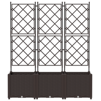 Fioriera da Giardino con Grata 3 pz Marrone 120x40x143 cm