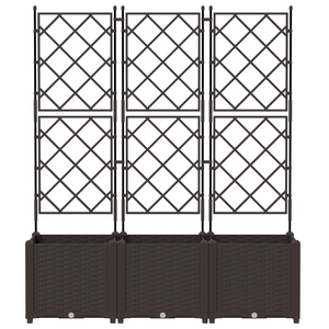 Fioriera da Giardino con Grata 3 pz Marrone 120x40x143 cm