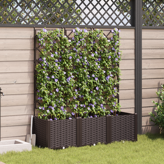 Fioriera da Giardino con Grata 3 pz Marrone 120x40x143 cm