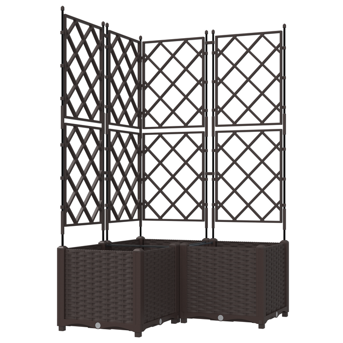 Fioriera da Giardino con Trellis 3 pz Marrone 80x80x143 cm