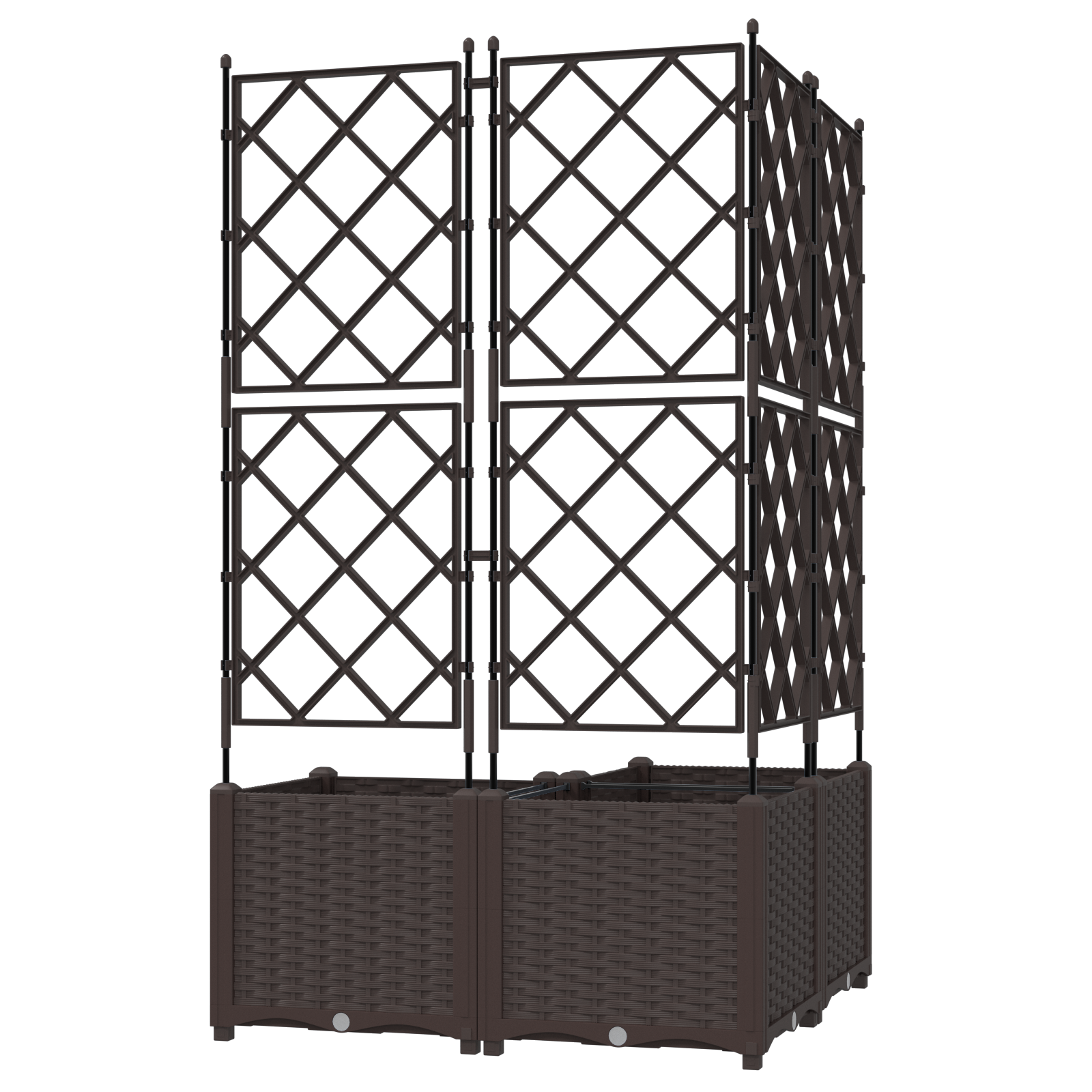 Fioriera da Giardino con Trellis 3 pz Marrone 80x80x143 cm