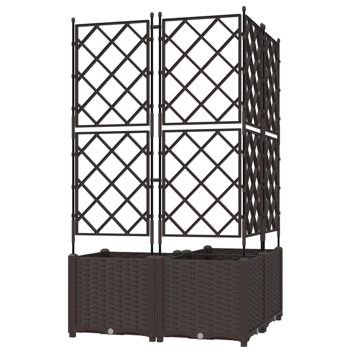 Fioriera da Giardino con Trellis 3 pz Marrone 80x80x143 cm