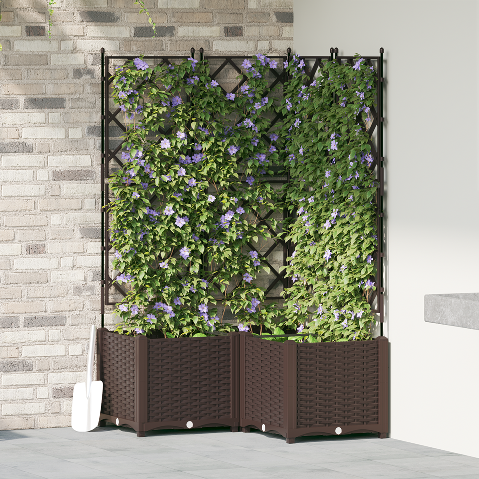 Fioriera da Giardino con Trellis 3 pz Marrone 80x80x143 cm