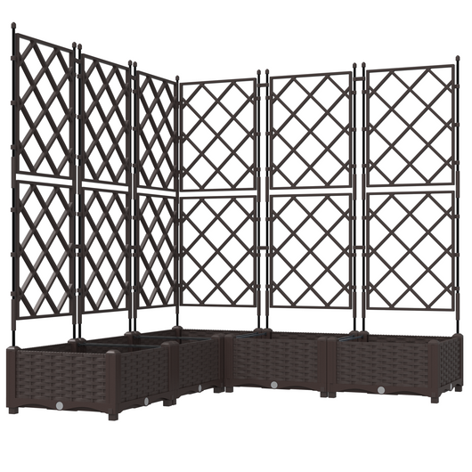 Fioriera da Giardino con Trellis 5 pezzi Marrone 120x120x125,5 cm