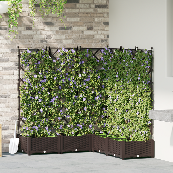 Fioriera da Giardino con Trellis 5 pezzi Marrone 120x120x125,5 cm