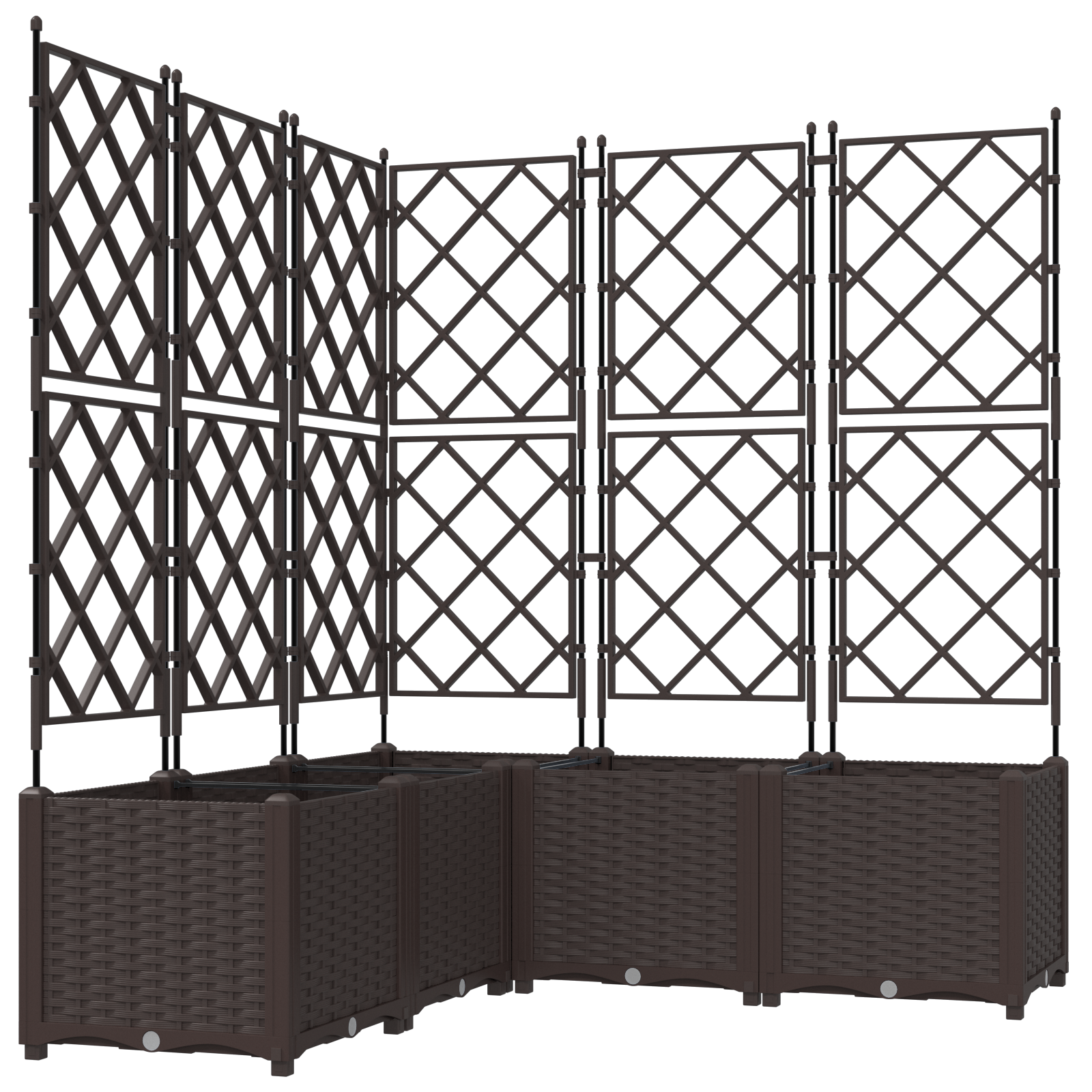 Fioriera da Giardino con Trellis 5 pz Marrone 120x120x143 cm