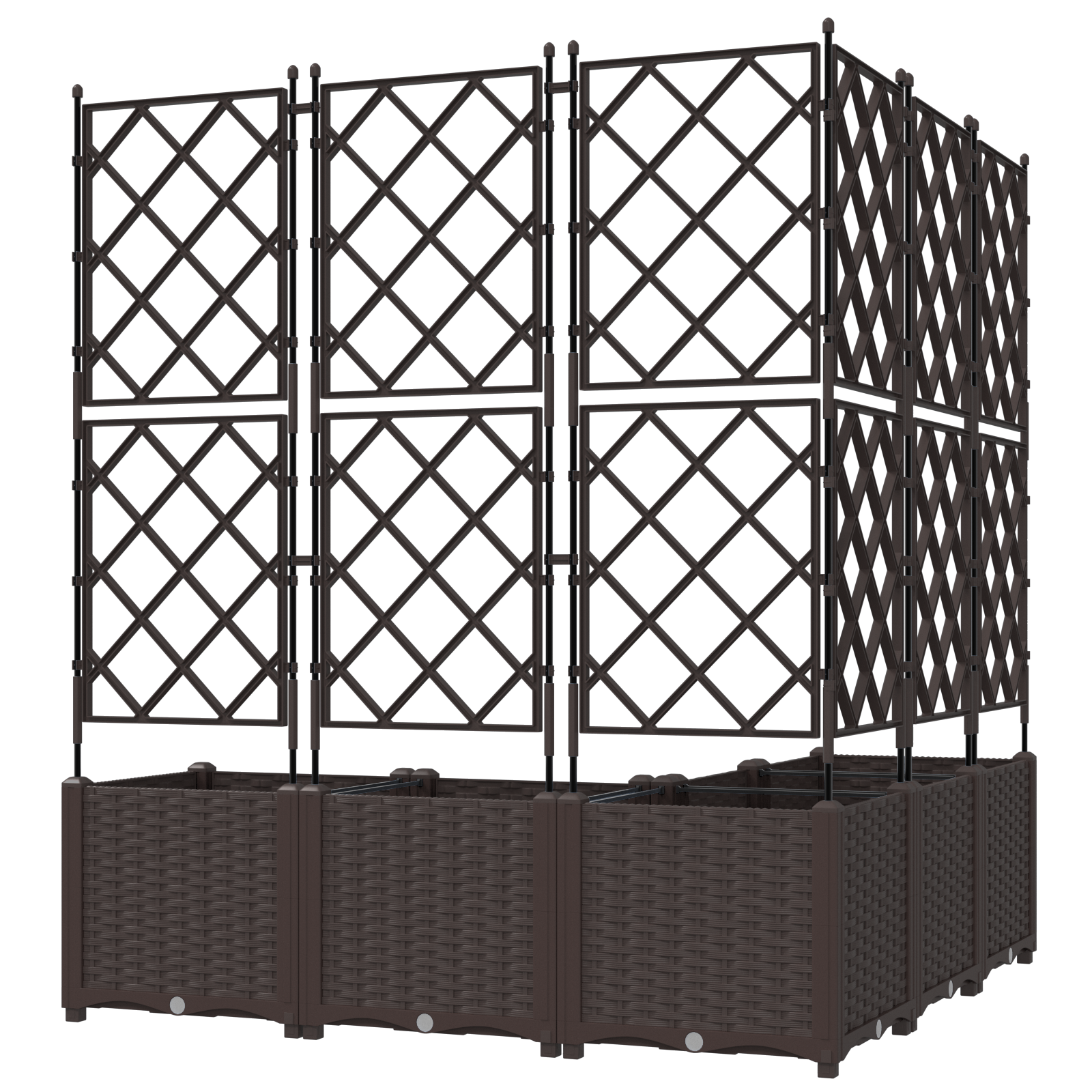 Fioriera da Giardino con Trellis 5 pz Marrone 120x120x143 cm