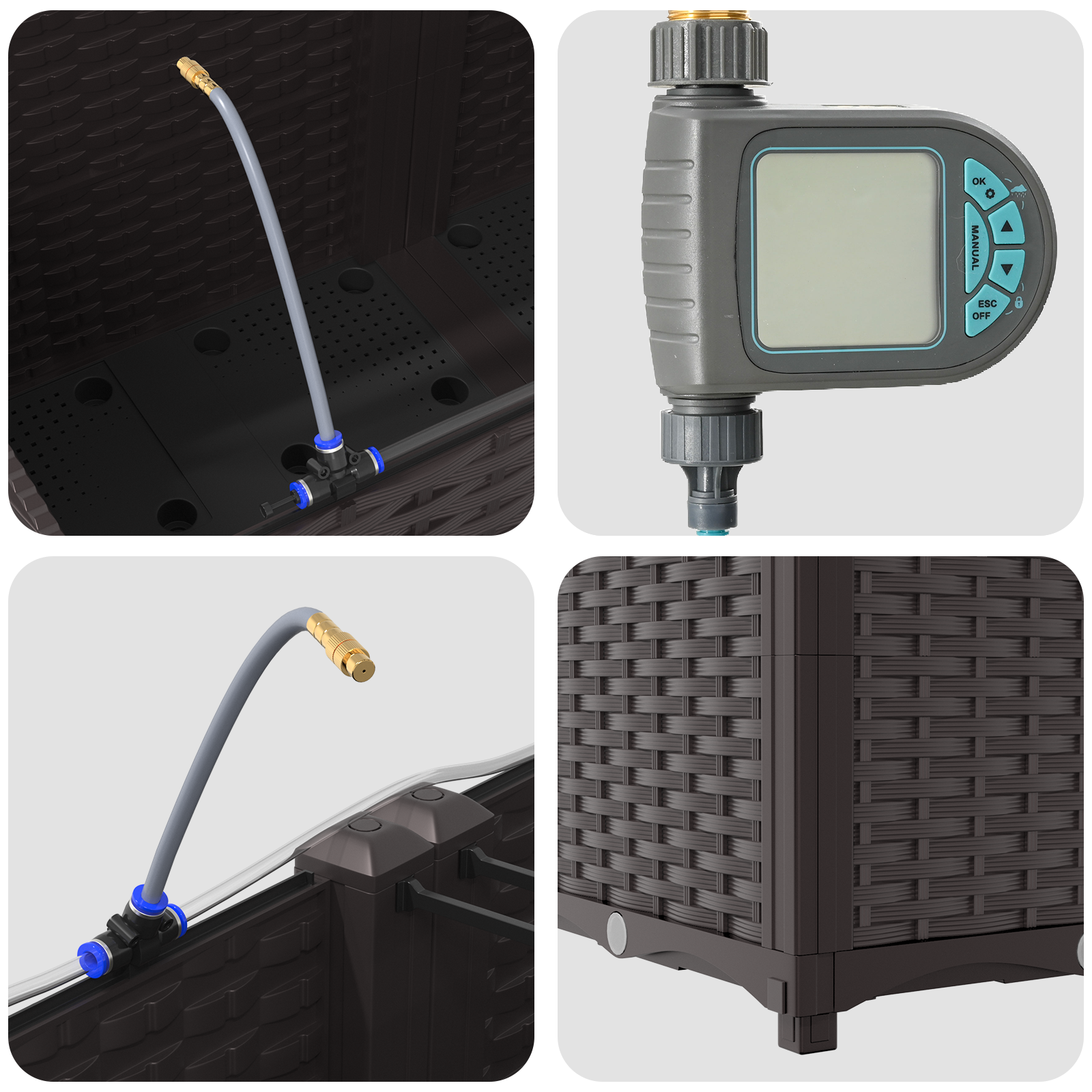 Fioriere  con sistema di irrigazione 2 pezzi Marrone