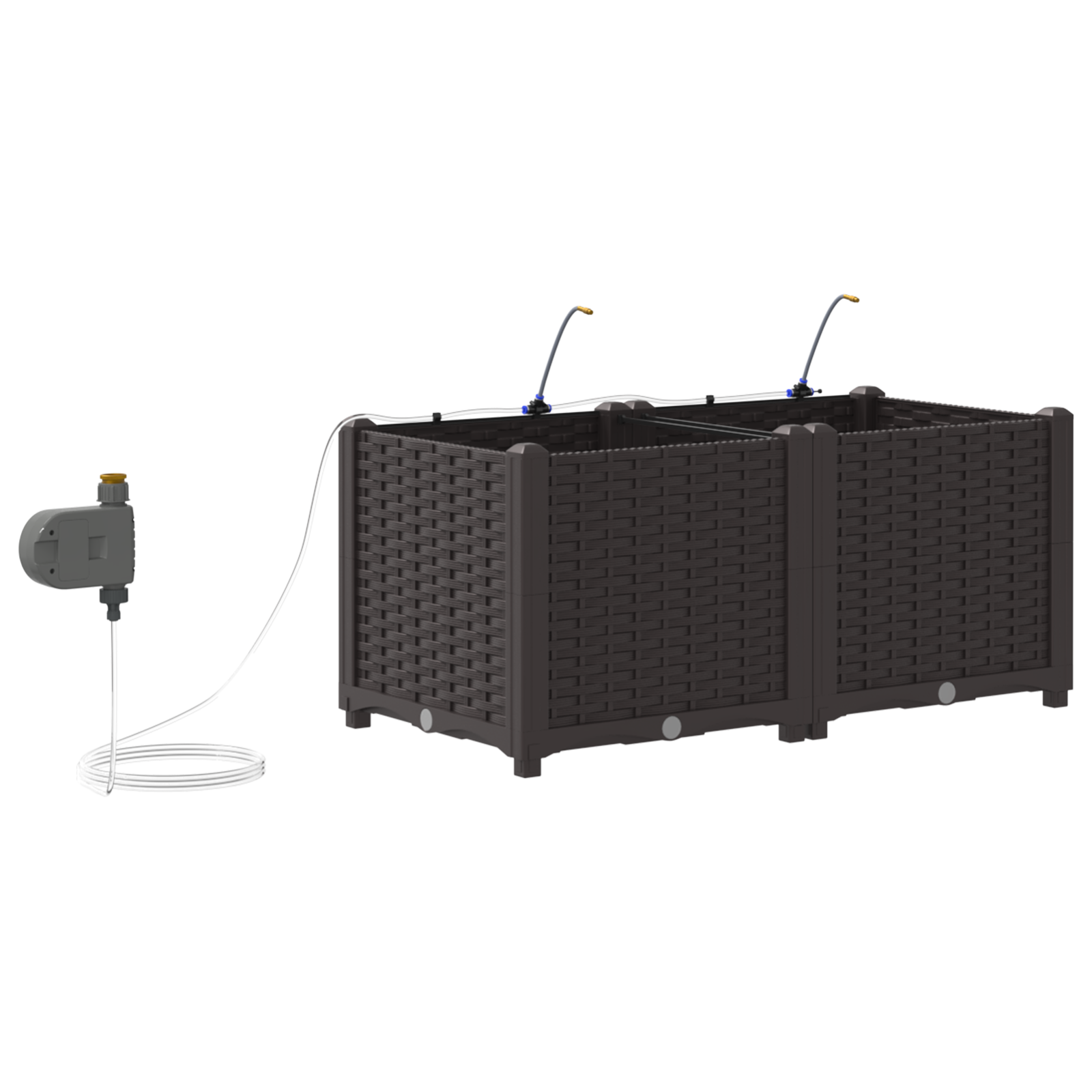 Fioriere  con sistema di irrigazione 2 pezzi Marrone