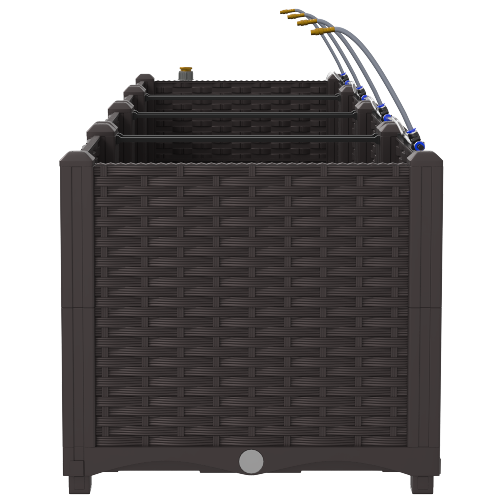 Vasi da Giardino con Sistema di Irrigazione 3 pz Marrone