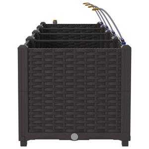 Vasi da Giardino con Sistema di Irrigazione 3 pz Marrone