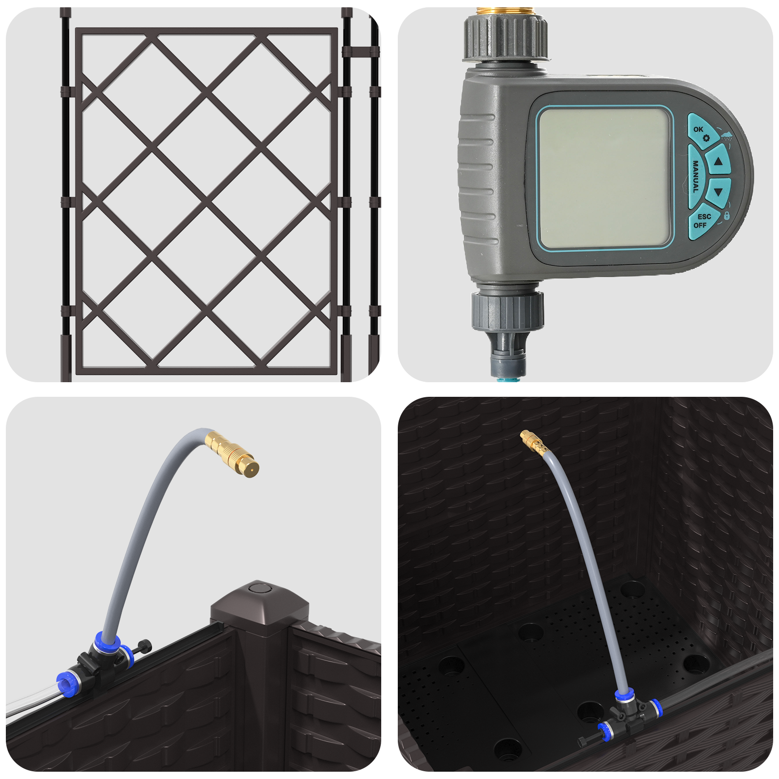 Fioriere da Giardino con Sistema di Irrigazione Brown