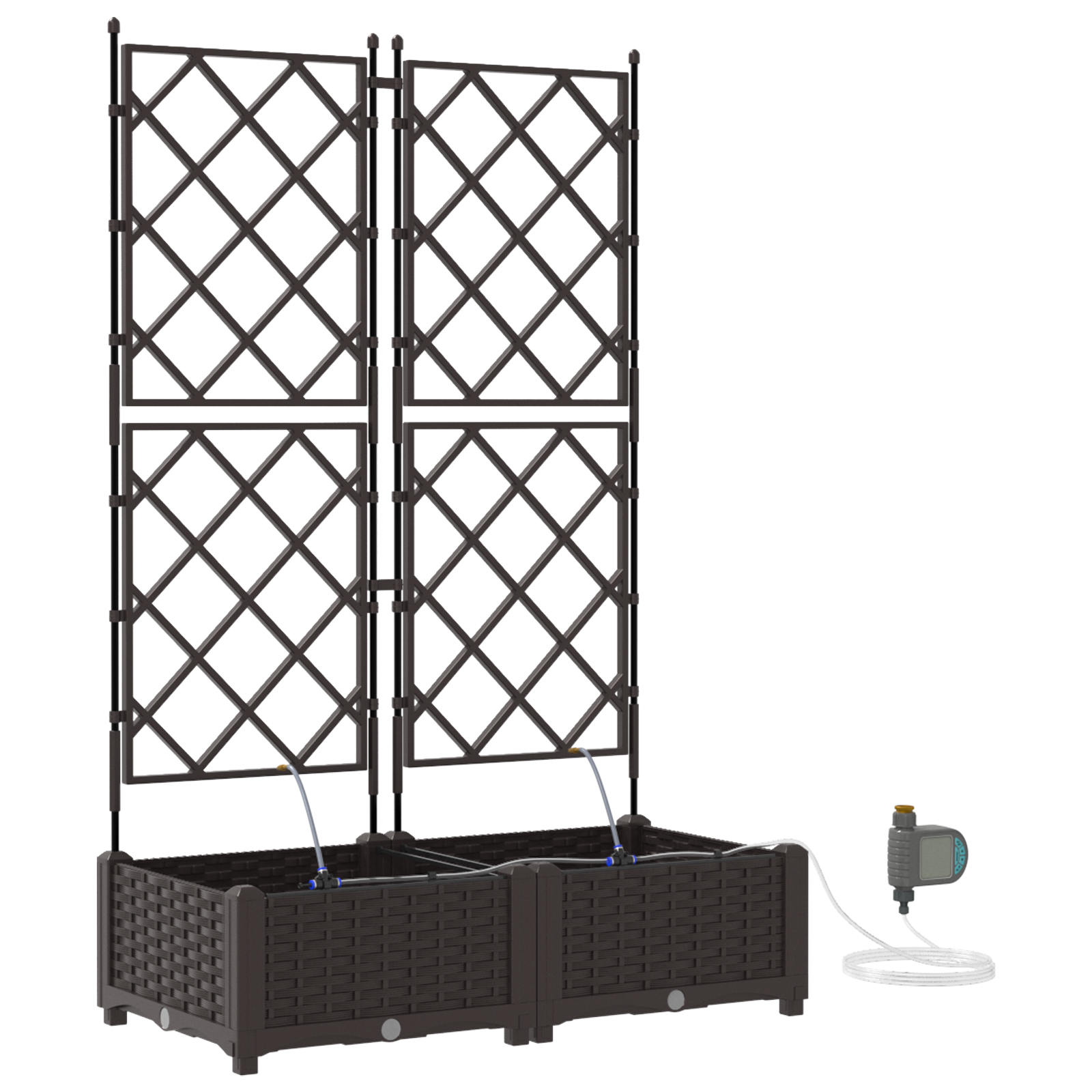 Vasi da Giardino con Sistema di Irrigazione 2 pz Marrone