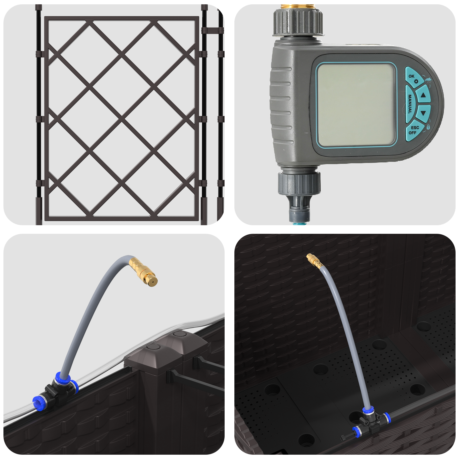 Fioriere da Giardino con Sistema di Irrigazione 2 pz Marrone