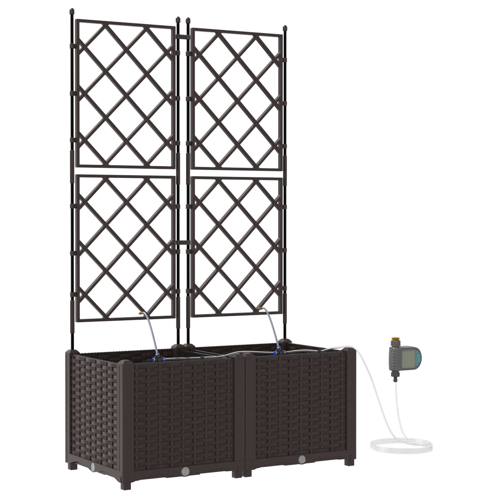 Fioriere da Giardino con Sistema di Irrigazione 2 pz Marrone