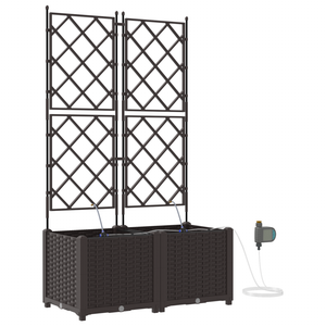 Fioriere da Giardino con Sistema di Irrigazione 2 pz Marrone