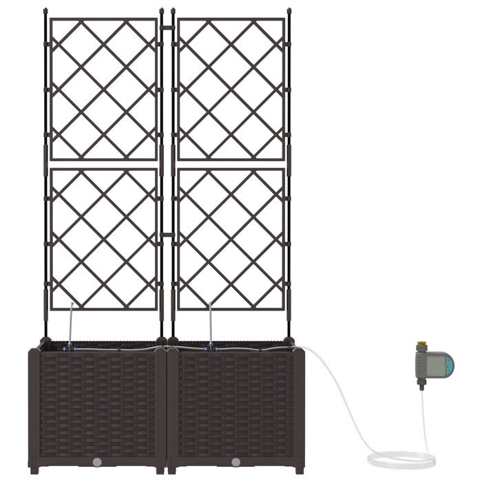 Fioriere da Giardino con Sistema di Irrigazione 2 pz Marrone
