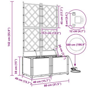 Fioriere da Giardino con Sistema di Irrigazione 2 pz Marrone