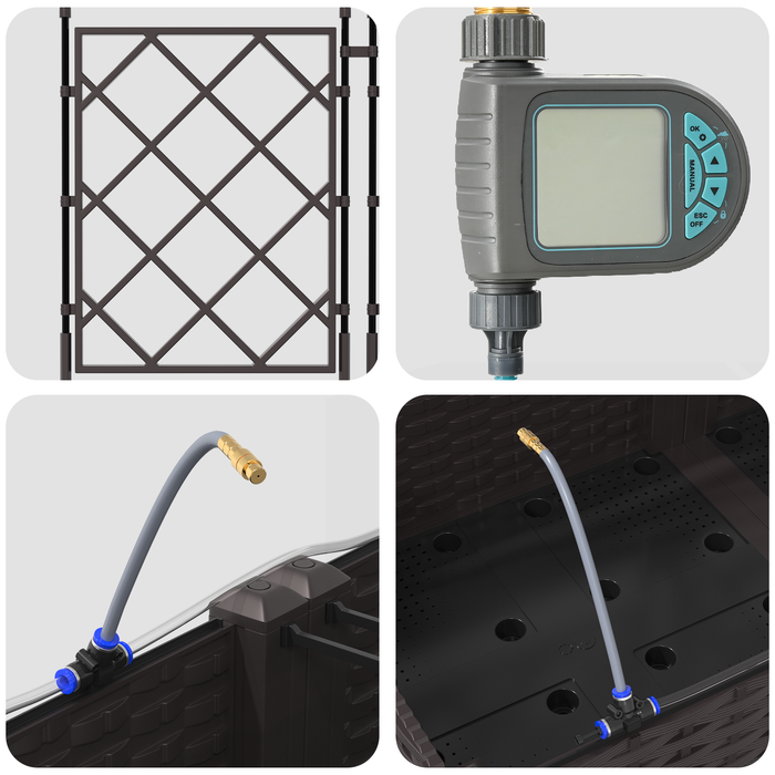 Fioriere da Giardino con Sistema di Irrigazione 3 pz Marrone