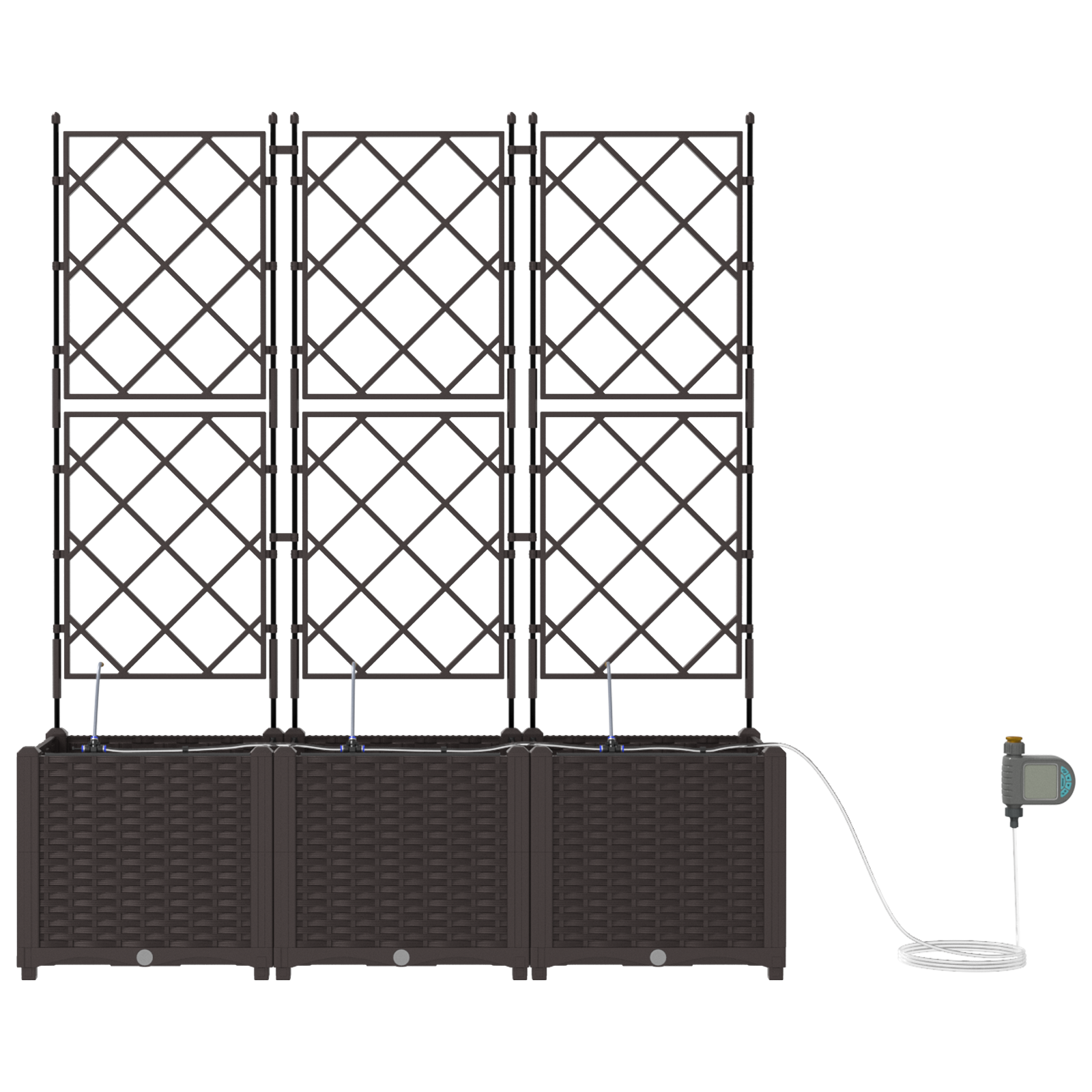 pianterreno Jardini con Sistema di Irrigazione 3 pz Marrone