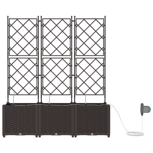 pianterreno Jardini con Sistema di Irrigazione 3 pz Marrone
