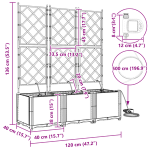 pianterreno Jardini con Sistema di Irrigazione 3 pz Marrone