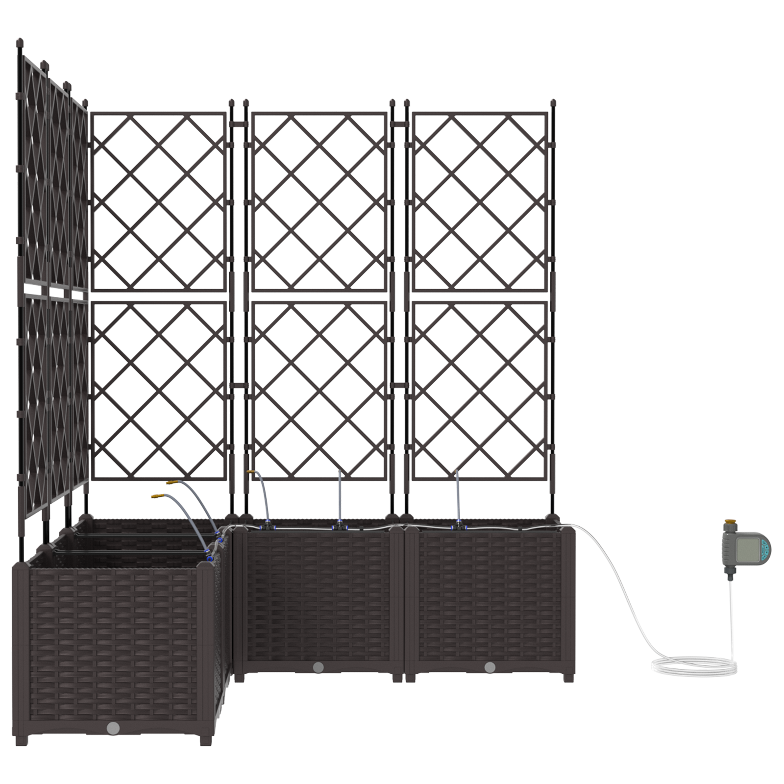 Vasi da Giardino con Sistema di Irrigazione 5 pezzi Marrone