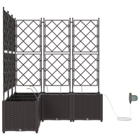 Vasi da Giardino con Sistema di Irrigazione 5 pezzi Marrone