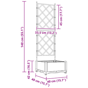 Fioriera con Traliccio Nera 40x40x125.5 cm