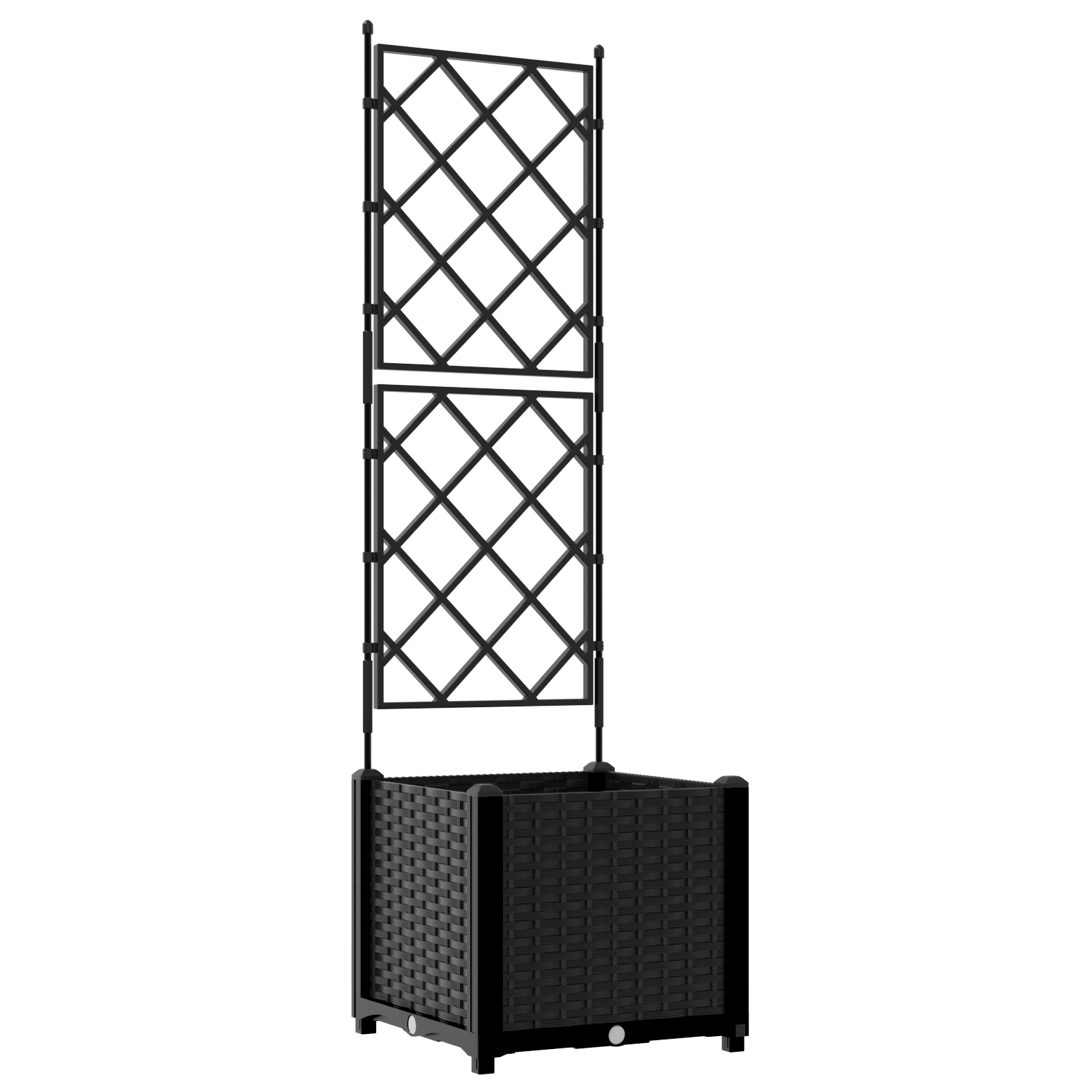 Fioriera con Trellis Nera 40x40x143 cm