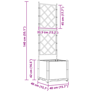Fioriera con Trellis Nera 40x40x143 cm