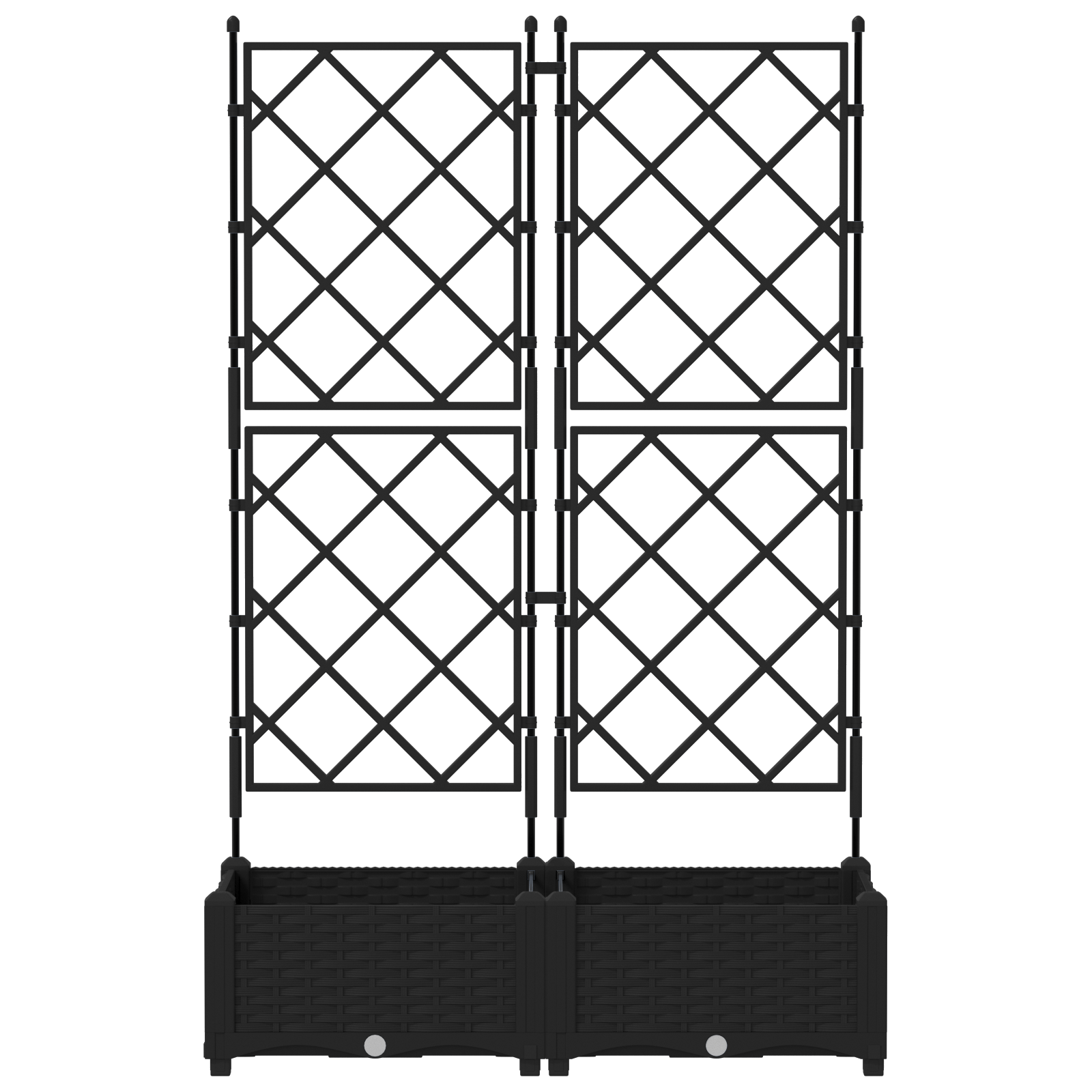 Fioriera da Giardino con Trellis 2 pz Nera 80x40x125.5 cm