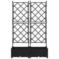 Fioriera da Giardino con Trellis 2 pz Nera 80x40x125.5 cm