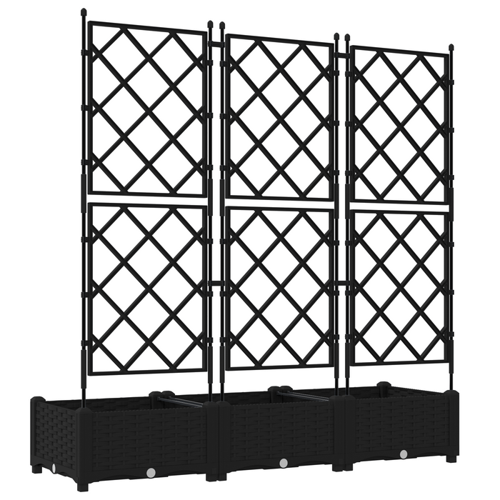 Fioriera con trellis 3 pcs Nera 120x40x125.5 cm