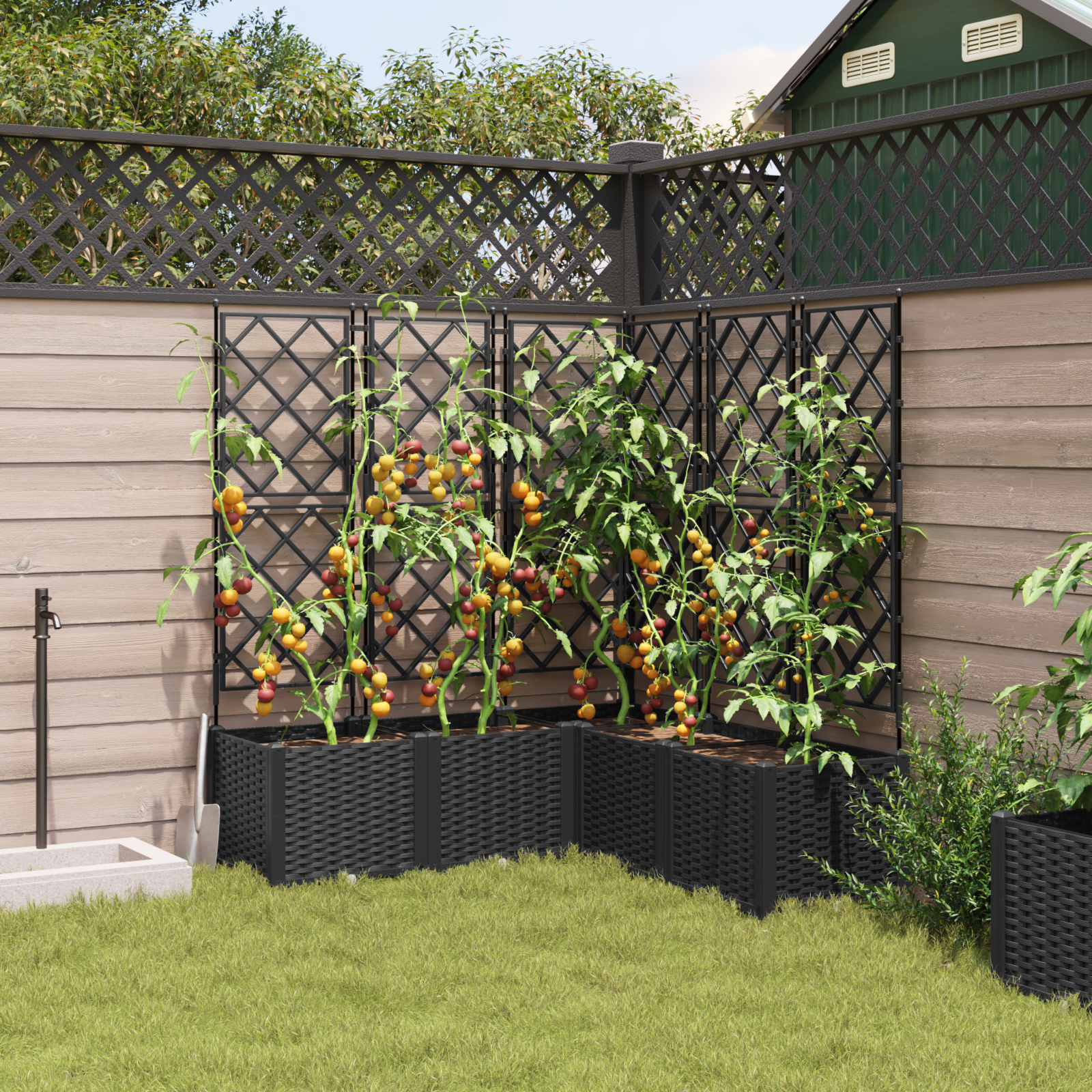 Vaso da Giardino con Trellis 5 pz Nero 120x120x143 cm
