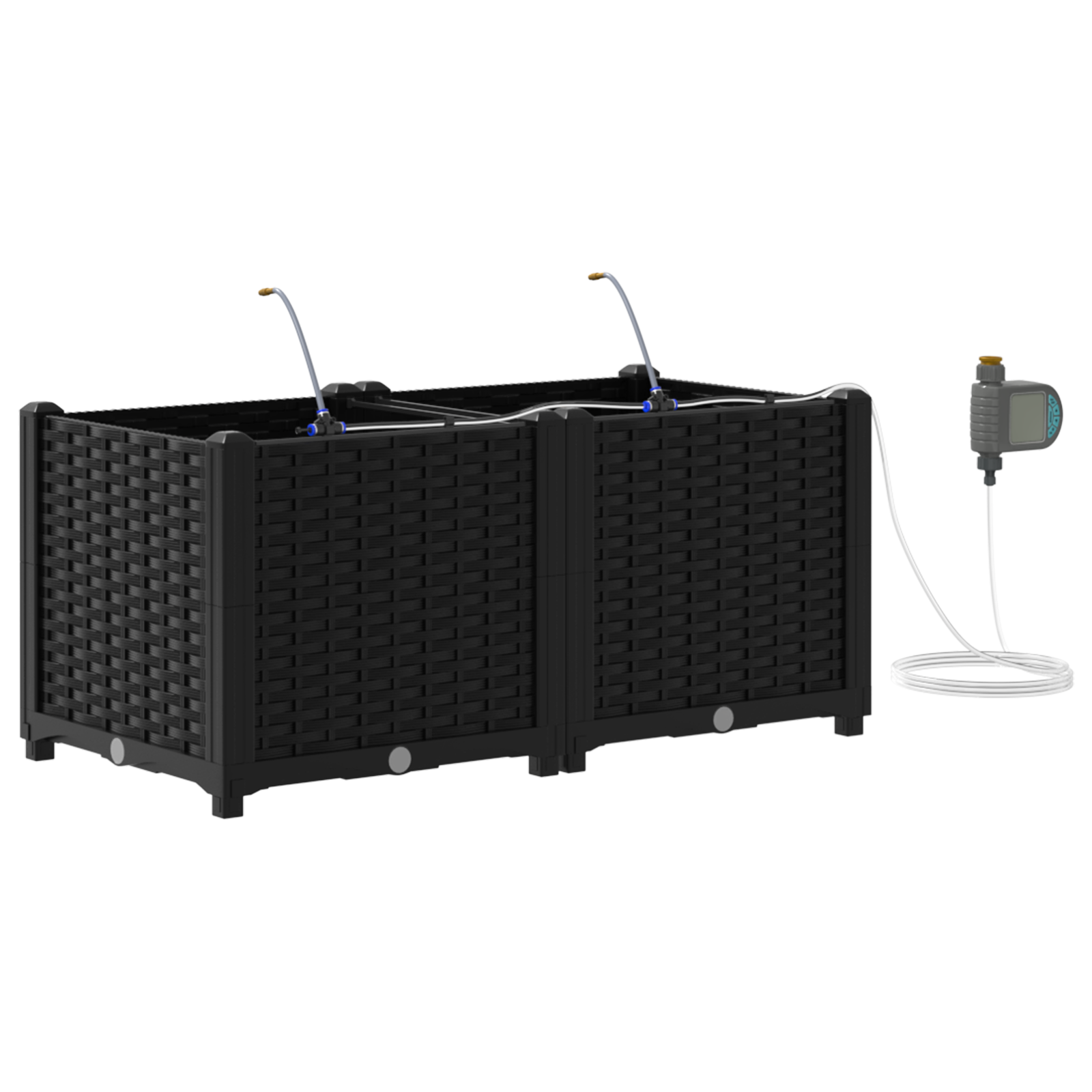 Planters da Giardino  con Sistema di Irrigazione 2 pezzi Nero