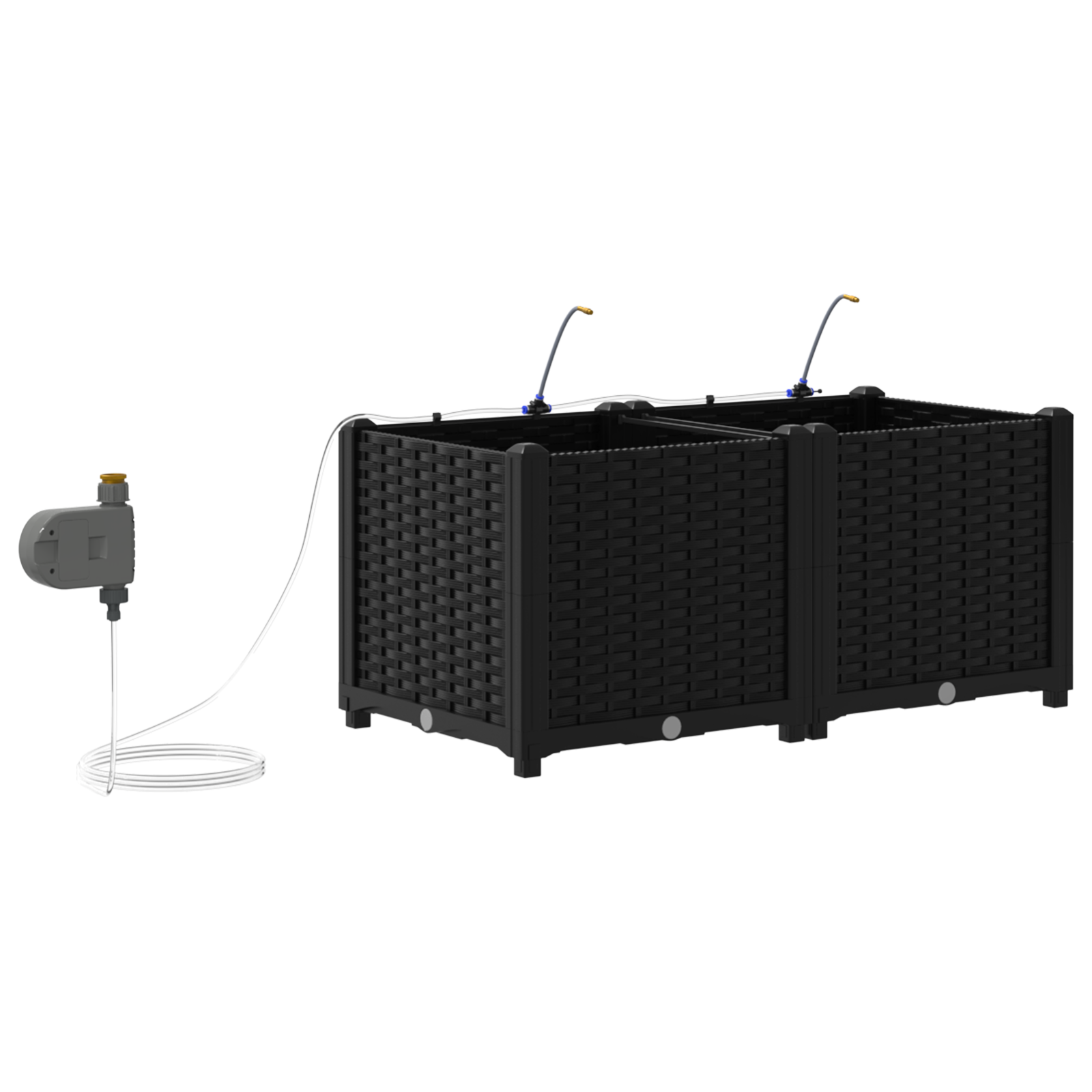 Planters da Giardino  con Sistema di Irrigazione 2 pezzi Nero