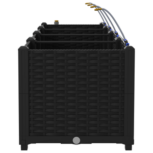 Fioriere da giardino con sistema di irrigazione 3 pz Nero