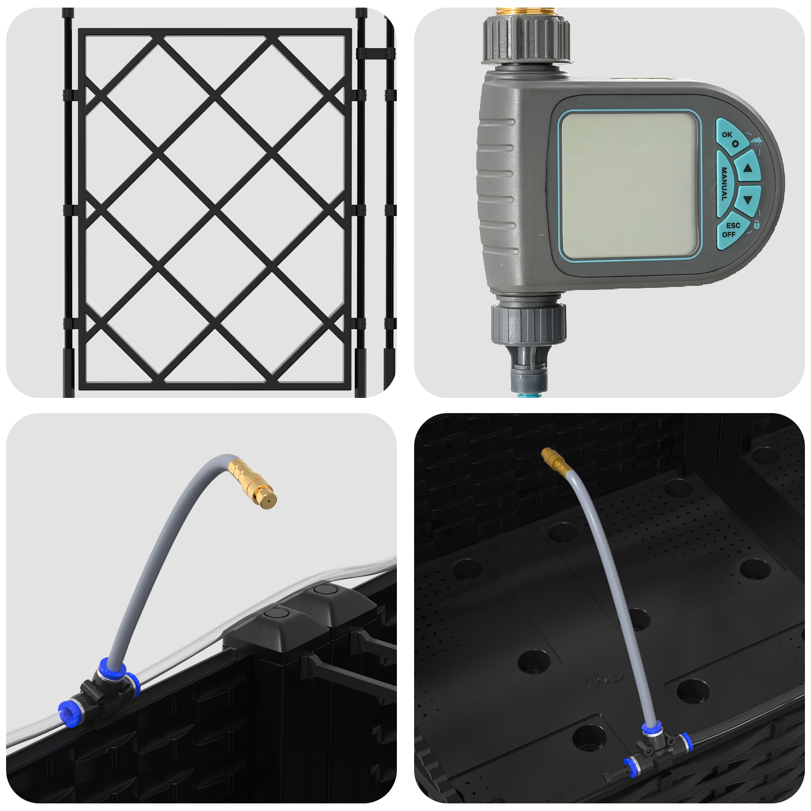 Pianterini da Giardino  con Sistema di Irrigazione 5 pz Nero