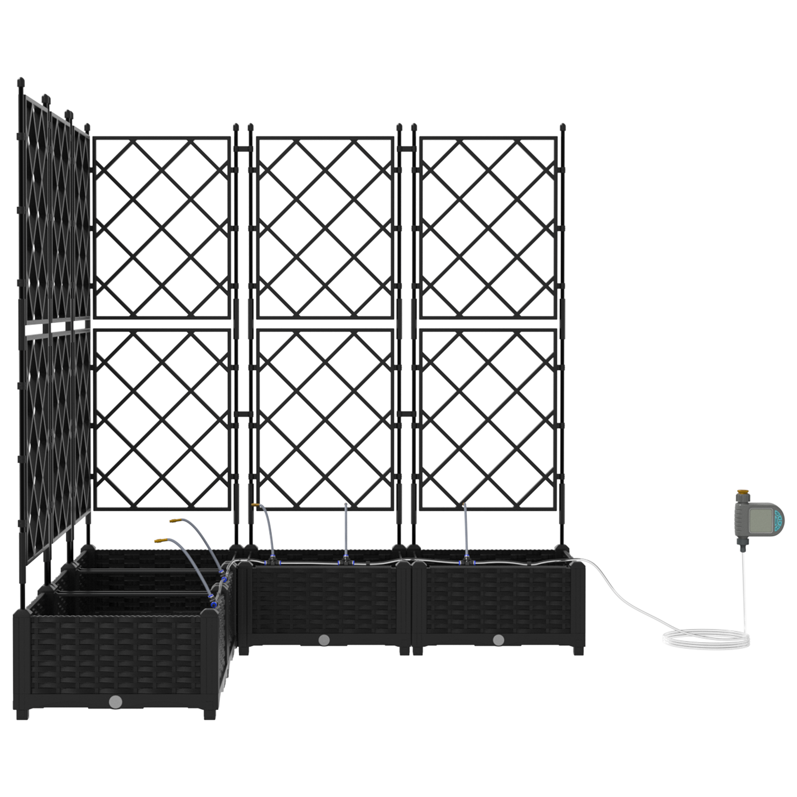 Pianterini da Giardino  con Sistema di Irrigazione 5 pz Nero