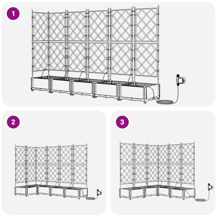 Pianterini da Giardino  con Sistema di Irrigazione 5 pz Nero