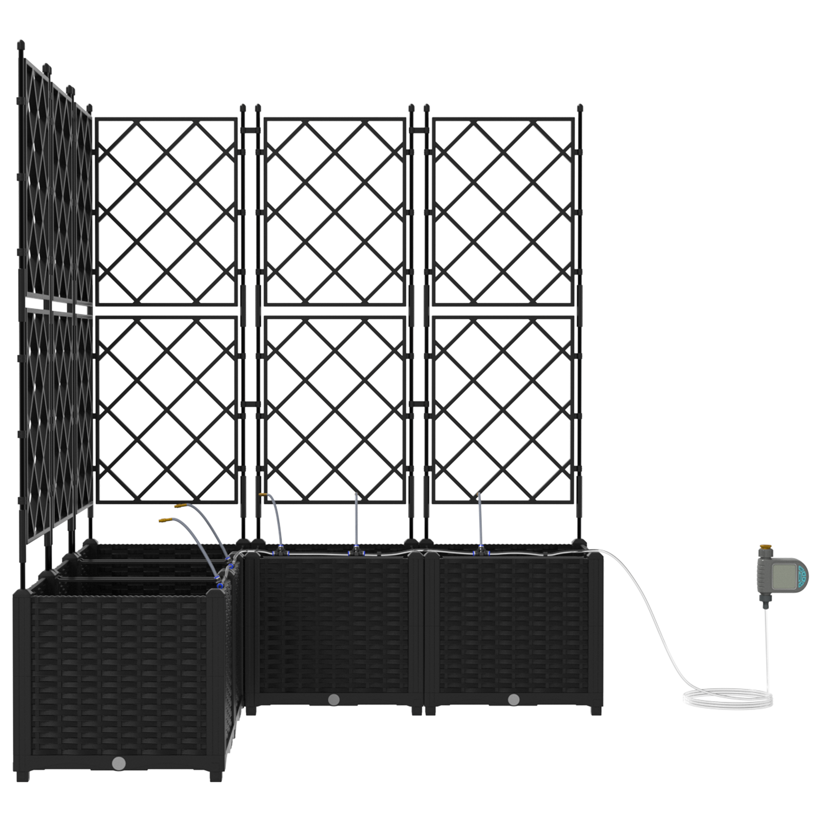 Vasi da Giardino con Sistema di Irrigazione 5 pcs Nero