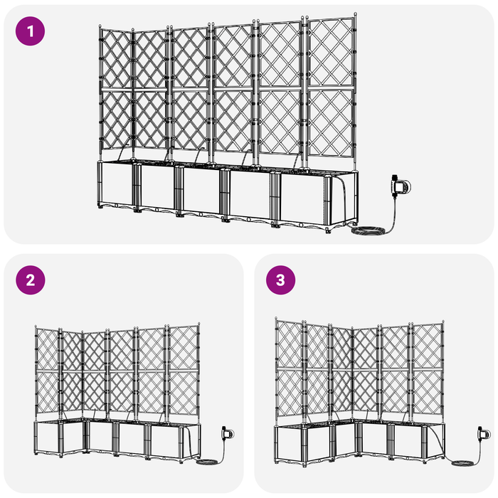 Vasi da Giardino con Sistema di Irrigazione 5 pcs Nero