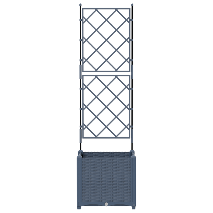 Vaso da Giardino con Trellis Grigio 40x40x143 cm