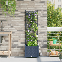 Vaso da Giardino con Trellis Grigio 40x40x143 cm