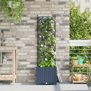 Vaso da Giardino con Trellis Grigio 40x40x143 cm