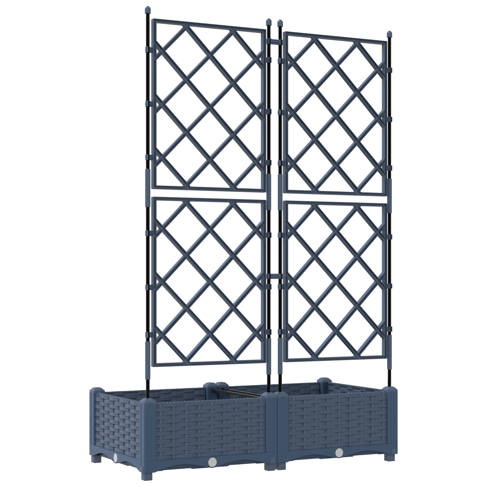 Piantana da giardino con trellis 2 pz Grigio 80x40x125,5 cm