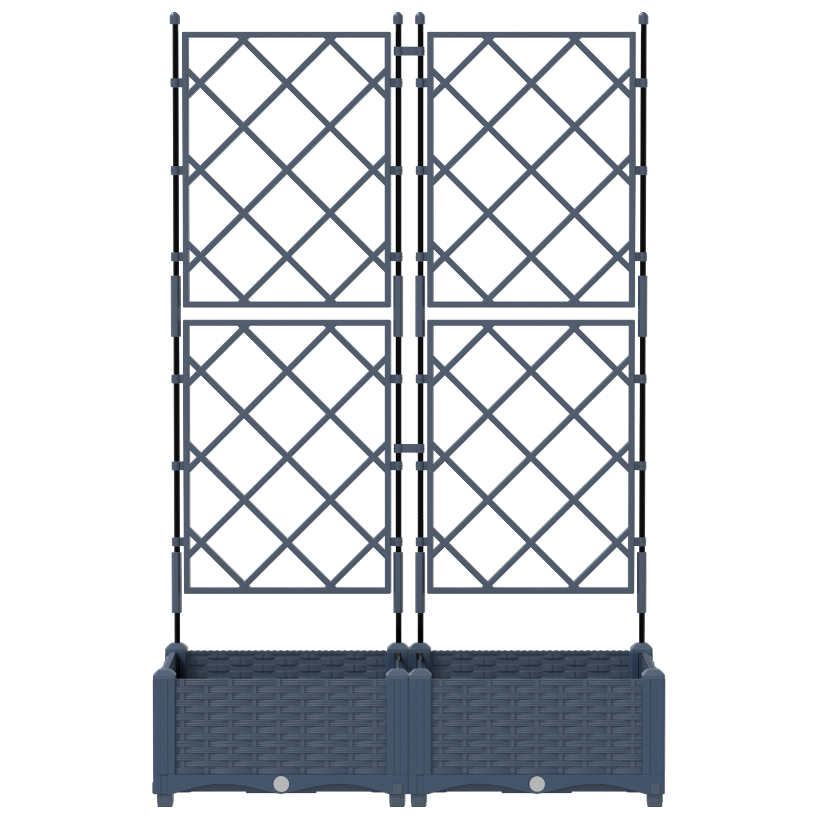 Piantana da giardino con trellis 2 pz Grigio 80x40x125,5 cm